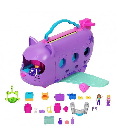 Polly Pocket-Avion Chaton Transformable-Coffret avec 2 mini-figurines HWP19