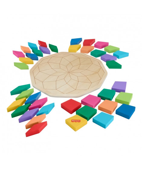 Fisher-Price-Puzzle Mandala en Bois-Puzzle 40 pieces motif géométrique HXT94