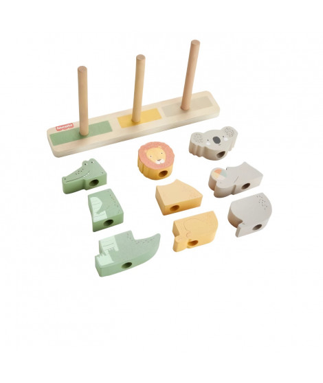 Fisher-Price-Animaux en Bois a Empiler et Trier, 10 pieces HXV04