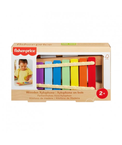 Fisher-Price-Xylophone en bois, instrument de musique avec 2 pieces HXV13
