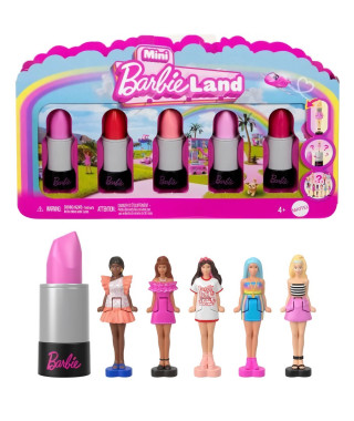 BARBIE Coffret Mini BarbieLand 6 rouge a levres avec mini poupées - JBD26