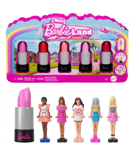 BARBIE Coffret Mini BarbieLand 6 rouge a levres avec mini poupées - JBD26