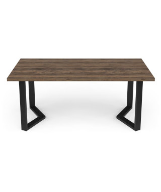 Table - MONACO - Rectangulaire - Décor mélamine chene saloon - Pied en V noir - 6 places - 180 x 90 cm - DEMEYERE