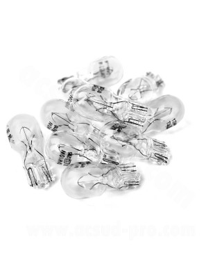 AMPOULE / LAMPE STANDARD 12V 10W CULOT W2.1 x 9.5d NORME T13 WEDGE BLANC (CLIGNOTANT)  ( VENDU BOITE DE 10PCS )