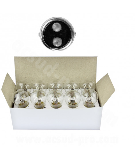 AMPOULE / LAMPE STANDARD 12V 21/5W CULOT BAY15d NORME P21/5W BLANC (FEU ARRIERE+STOP)   ( VENDU BOITE DE 10PCS )