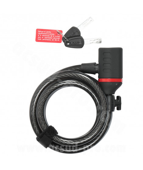 ANTIVOL VELO SPIRAL A CLE ZEFAL K-TRAZ C6 Ø12mm L 1.80m (LIVRE AVEC 2 CLES)