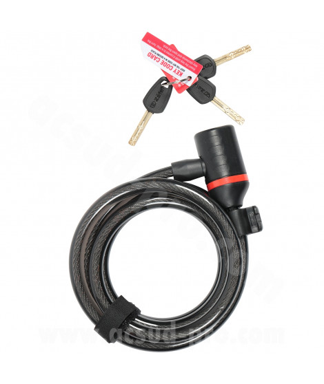 ANTIVOL VELO SPIRAL A CLE ZEFAL K-TRAZ C9 HAUTE SECURITE Ø15mm L 1.80m (LIVRE AVEC 3 CLES)
