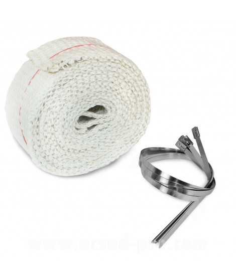 BANDE THERMIQUE POUR COLLECTEUR MOTO/SCOOTER BLANC (H : 2mm X L : 50mm X L : 3 m) ( RESISTANT 1000°C )