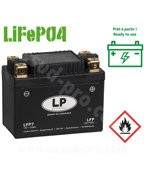 BATTERIE LANDPORT LITHIUM ML LFP7 (YTZ5S/YTX7L-BS/YB7-A/YB7B-B/YB7C-A/YB7L-B/12N7-3B/12N7-4A/12N7-4B/12N7CZ-3D/12N7D-3B)