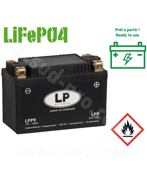BATTERIE LANDPORT LITHIUM ML LFP9 (YTX9-BS. SLA12-8/ YTR9-BS/ YTX9A-BS/ YT7B-BS/ YT7B-4/ YT9B-BS/ YT9B-4)