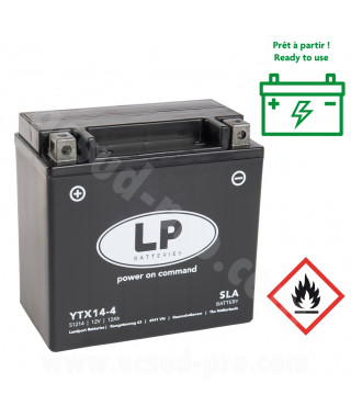BATTERIE LANDPORT LTX14-4 12V 12A SANS ENTRETIEN SLA/TECHNOLOGIE AGM ( YTX14-BS )