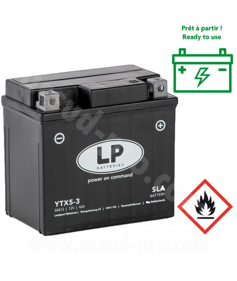 BATTERIE LANDPORT LTX5-3 12V 4A SANS ENTRETIEN SLA/TECHNOLOGIE AGM  ( YTX5L-BS )