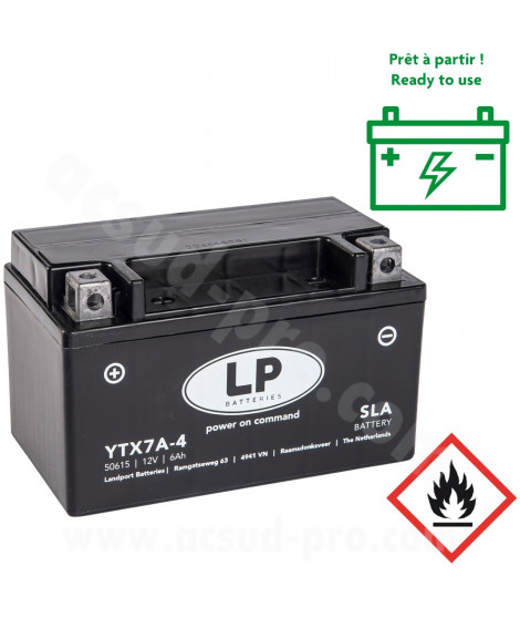 BATTERIE LANDPORT LTX7A-4 12V 6Ah SANS ENTRETIEN SLA/TECHNOLOGIE AGM (  YTX7A-BS )
