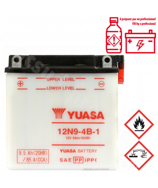 BATTERIE YUASA 12N9-4B-1   12V  9.5Ah (ARCHIVE MOTORCYCLE 50cc/125cc)