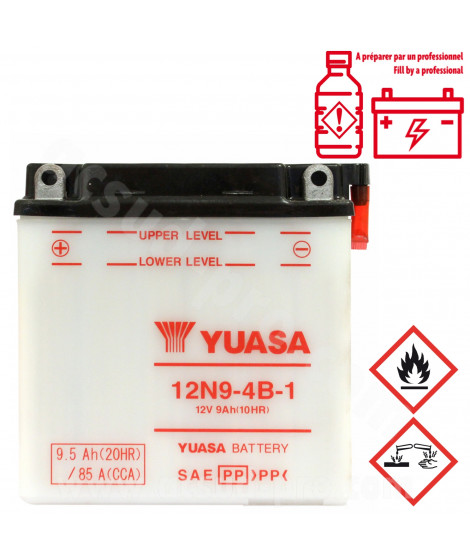 BATTERIE YUASA 12N9-4B-1   12V  9.5Ah (ARCHIVE MOTORCYCLE 50cc/125cc)
