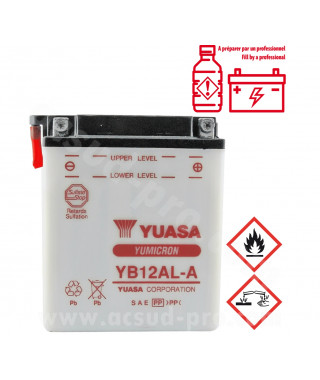 BATTERIE YUASA YB12AL-A 12V-12.6 Ah APRILIA ATLANTIC/SCARABEO/PEUGEOT SATELIS 125