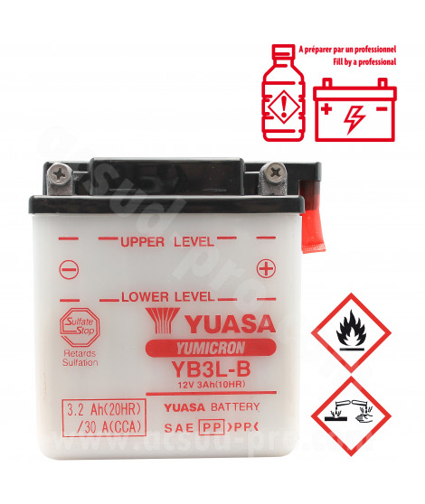 BATTERIE YUASA YB3L-B 12V-3A YAMAHA 125 DTR E