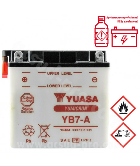 BATTERIE YUASA YB7-A 12V-8.4 Ah  ELYSEO/ELYSTAR 125