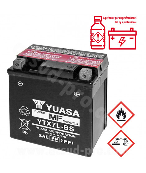 BATTERIE YUASA YTX7L-BS 12V-6A MF SANS ENTRETIEN LIVREE AVEC PACK ACIDE