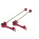 BLOCAGE RAPIDE TOKEN VTT AXE TITANE / ALU ROUGE 57g MODELE SHARK TAIL (LA PAIRE)