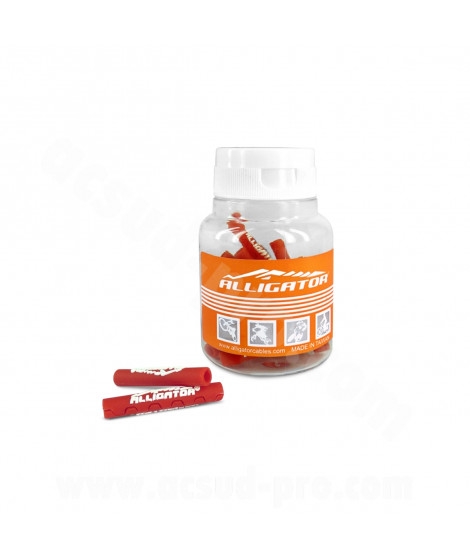 BOITE 20 PROTEGES GAINES EN SILICONE Ø5  ALLIGATOR ROUGE
