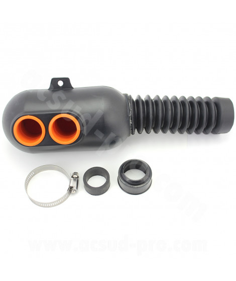 BOITE A AIR CARENZI  UNIVERSELLE NOIR TYPE KARTING  Ø35MM / Ø50MM  (LIVREE AVEC MANCHON)