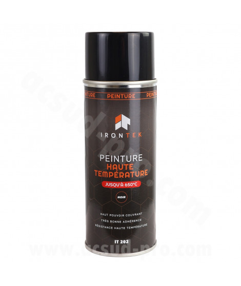BOMBE PEINTURE IRONTEK HAUTE TEMPERATURE 650° NOIR 400ML