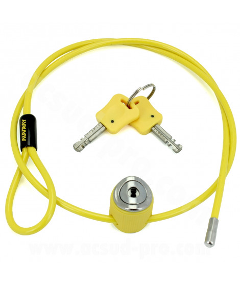 CABLE ANTIVOL MULTIFONCTION AUVRAY Ø4mm 0.90m (LIVRE AVEC 2 CLES)