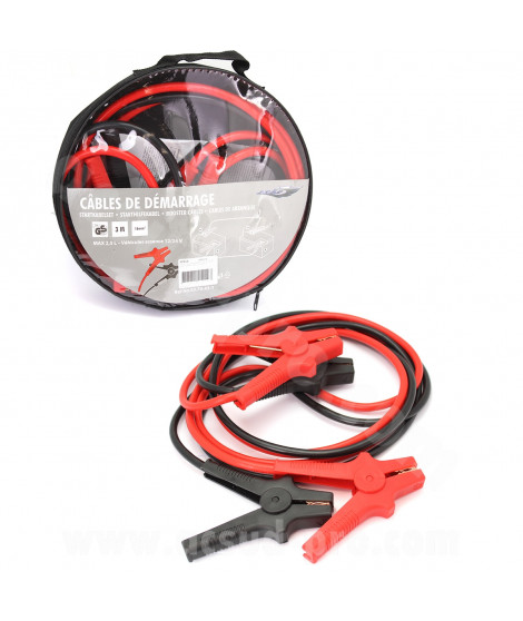 CABLES DE DEMARRAGE MOTO / SCOOTER / QUAD (10MM2)  (L 2 X 2.5M)