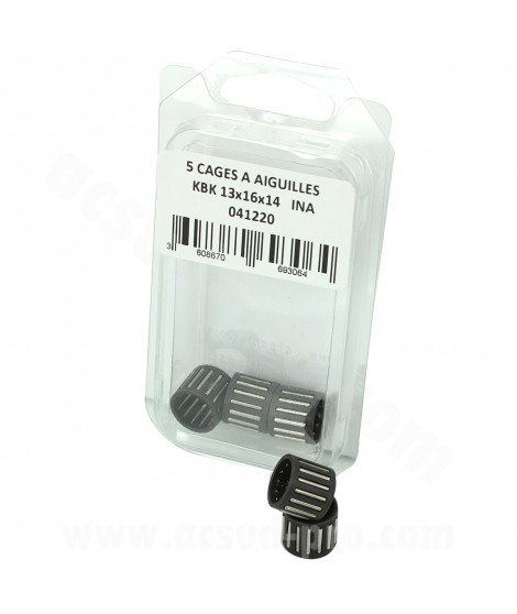 CAGE A AIGUILLES PISTON INA ADAPT. MBK 51 DAKOTA / KANSAS / PHENIX  13 X 16 X 14  (BOITE DE 5 PIECES)