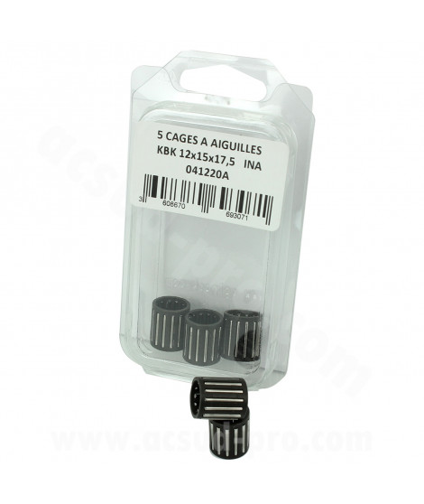 CAGE A AIGUILLES PISTON INA ADAPT. PEUGEOT 103  12 X 15 X 17.5  (BOITE DE 5 PIECES)