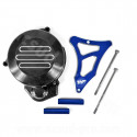 CARTER ALLUMAGE + CACHE PIGNON MOTO ADAPT. SENDA NOIR/BLEU ANODISE