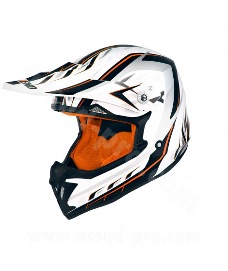 CASQUE CROSS NOEND DEFCON 5 WHITE/ORANGE TX696  XL