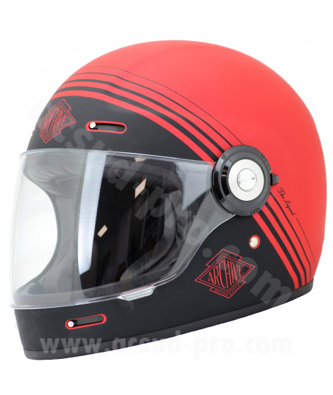 CASQUE INTEGRAL ARCHIVE VINTAGE THE LEGEND FIBRE RED MAT TAILLE    M