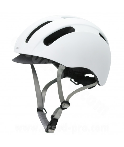 CASQUE VELO ADULTE PERF URBAN BLANC MAT AVEC VISIERE AMOVIBLE T.M (55-58CM)