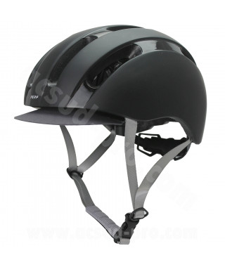 CASQUE VELO ADULTE PERF URBAN NOIR MAT AVEC VISIERE AMOVIBLE T.L (58-61CM)