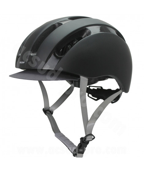 CASQUE VELO ADULTE PERF URBAN NOIR MAT AVEC VISIERE AMOVIBLE T.L (58-61CM)