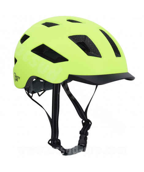 CASQUE VELO ADULTE SAFETY LABS E-BAHN 2.0 JAUNE AVEC ECLAIRAGE LED USB INTEGREE T.L (57-61CM)