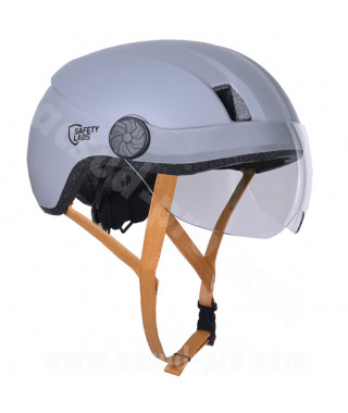 CASQUE VELO ADULTE SAFETY LABS IN-MOLD CITY 2 GRIS AVEC ECLAIRAGE LED INTEGREE T.L (57-61CM)