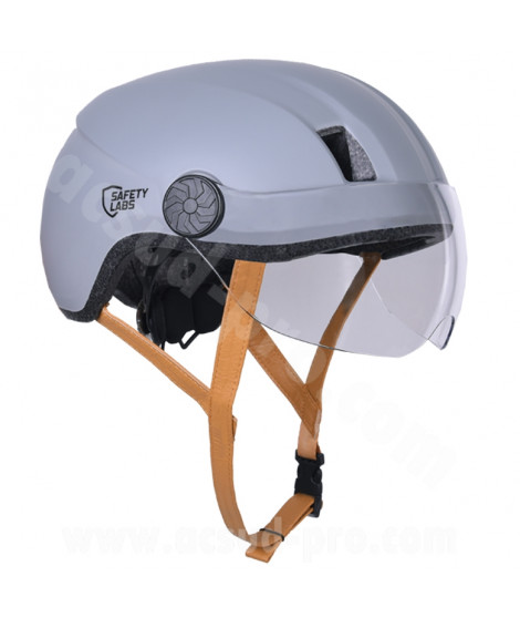CASQUE VELO ADULTE SAFETY LABS IN-MOLD CITY 2 GRIS AVEC ECLAIRAGE LED INTEGREE T.L (57-61CM)