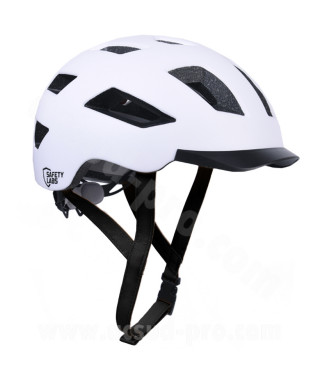 CASQUE VELO ADULTE SAFETY LABS IN-MOLD E-BAHN 2.0 BLANC AVEC ECLAIRAGE LED USB INTEGREE T.M (54-57CM)