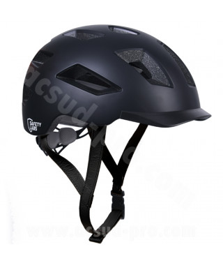 CASQUE VELO ADULTE SAFETY LABS IN-MOLD E-BAHN 2.0 NOIR AVEC ECLAIRAGE LED USB INTEGREE T.L (57-61CM)