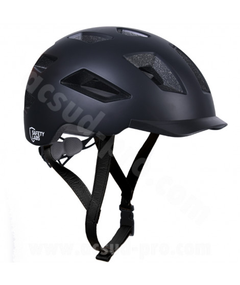 CASQUE VELO ADULTE SAFETY LABS IN-MOLD E-BAHN 2.0 NOIR AVEC ECLAIRAGE LED USB INTEGREE T.M (54-57CM)