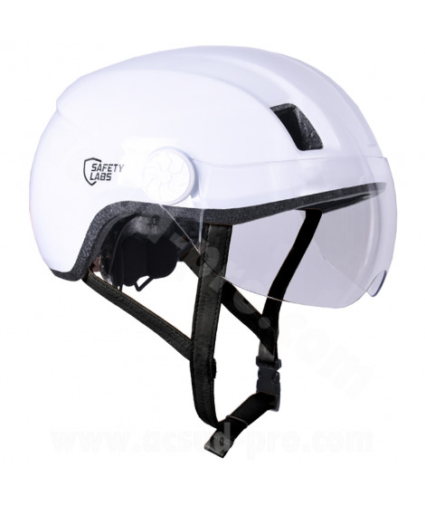 CASQUE VELO ADULTE SAFETY LABS IN-MOLD ENROUTE BLANC AVEC ECLAIRAGE LED INTEGREE T.L (57-61CM)