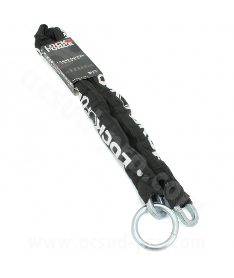 CHAINE ANTIVOL LOCKFORCE LASSO CHAINE Ø9.5mm ANNEAU Ø10mm AVEC FOURREAU TISSU NOIR 1.20m NON SRA