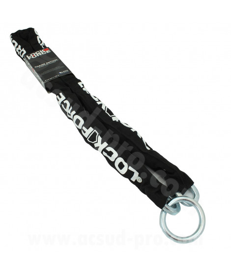 CHAINE ANTIVOL LOCKFORCE LASSO CHAINE Ø9.5mm ANNEAU Ø10mm AVEC FOURREAU TISSU NOIR 1.50m NON SRA