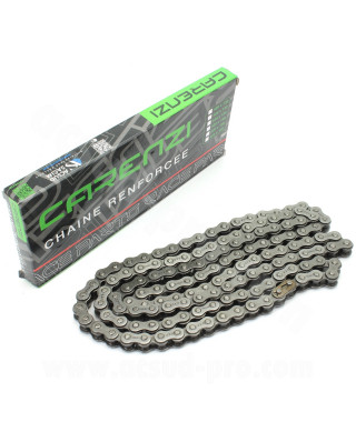 CHAINE MOTO / MECABOITE RENFORCEE CARENZI 420 136 MAILLONS NOIR