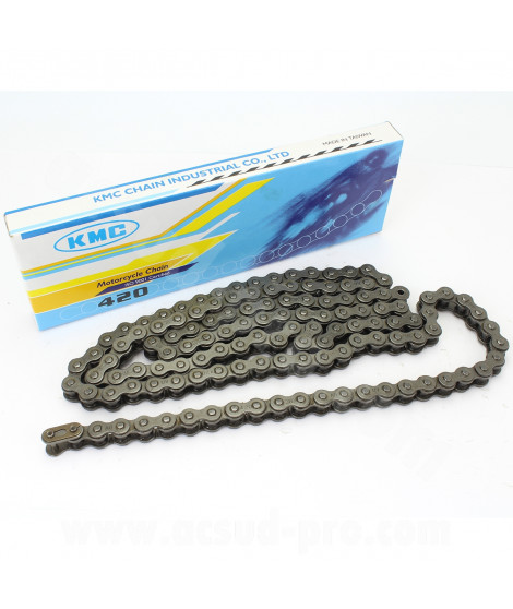 CHAINE MOTO / MECABOITE RENFORCEE KMC 420 126 MAILLONS NOIR