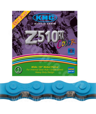 CHAINE VELO 1V. KMC Z510HX BLACK NANO 112 MAILLONS BLEU (BMX)