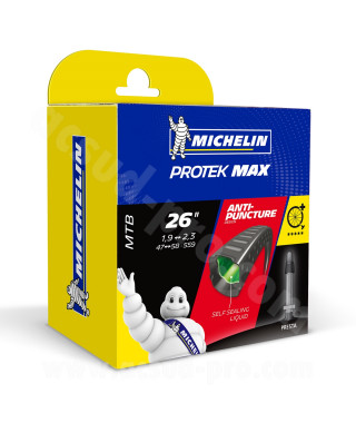 CHAMBRE A AIR VELO 26" x 1.90 A 2.30 MICHELIN C4 PROTEK MAX PRESTA VP 40mm 330g (47/58-559) (BOITE)